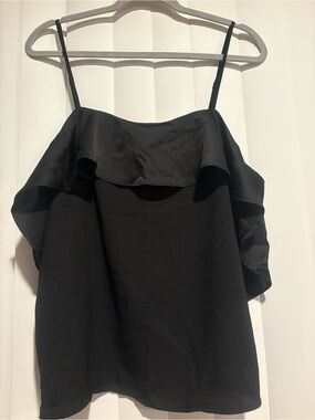LOFT Black Ruffle Cami Top